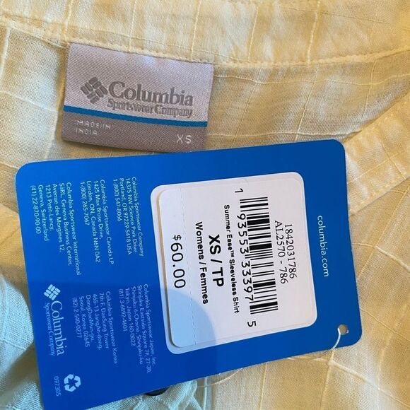 Columbia Women's XSmall Summer Ease Sleeveless Shirt - Pale Yellow - Picture 8 of 8